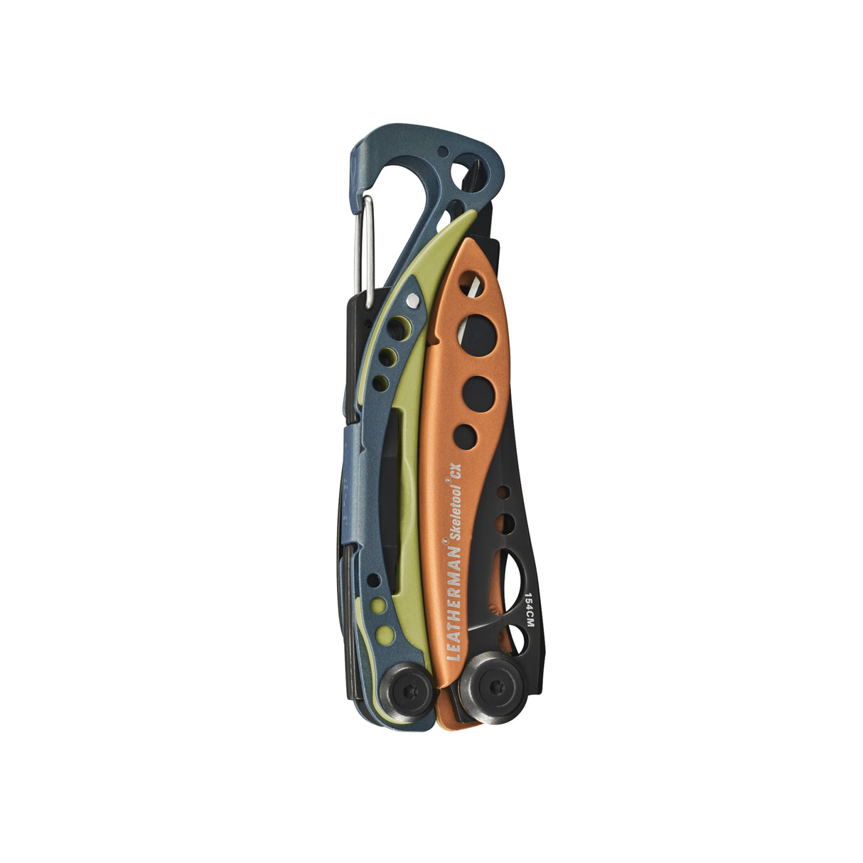 Translation missing: fr.Closed front view of a Leatherman Skeletool® CX in Aurora color showcasing its sleek compact design