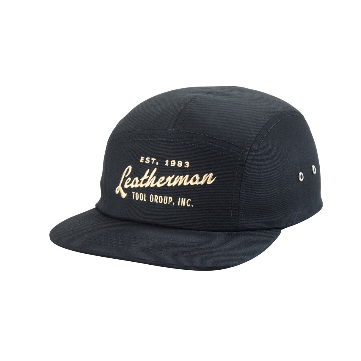 Translation missing: fr.Leatherman vintage 5-panel hat with showcasing 'Leatherman' in cursive font. Established 1983