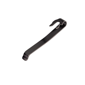 Translation missing: fr.Back-side of the Black Leatherman Quick-Release Pocket Clip showing the connecting mechanism