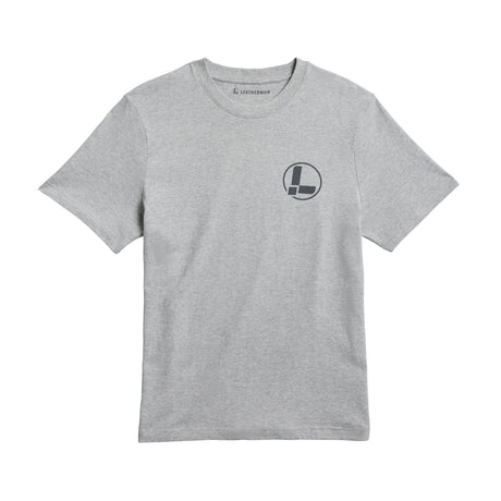 Translation missing: fr.Front of the Leatherman grey classic logo tee showcasing the circular L Logo