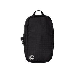 Translation missing: en.A Leatherman Tool Pouch in a Black color, featuring a minimalist rectangular design with a grid-patterned fabric texture, a black top loop for carrying, and a side zipper with a pull tab. The pouch is adorned with a subtle Leatherman logo in the lower left corner