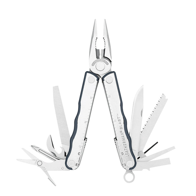 Translation missing: fr.Opened stainless steel Leatherman Blast displayed on white background