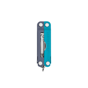 Translation missing: en.Lavender Mist Leatherman Micra® multi-tool closed, showcasing the tweezers and Leatherman brand on one handle