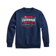Translation missing: fr.Navy crewneck with the Leatherman Pacific Northwest logo. Established 1983