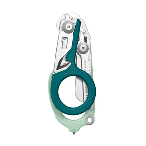 Translation missing: en.Icy Mint Leatherman Raptor Rescue trauma shears folded, showcasing its compact size