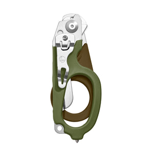 Translation missing: en.Woodland Leatherman Raptor Rescue trauma shears folded, featuring the pocket clip and lanyard hole