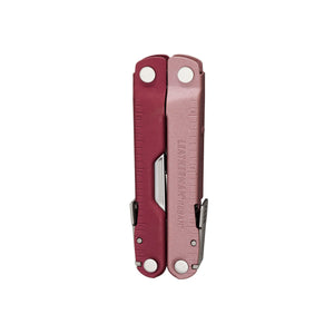 Translation missing: en.Heathered Cranberry Leatherman Rebar® multi-tool closed showing its compact design for outdoor and DIY use
