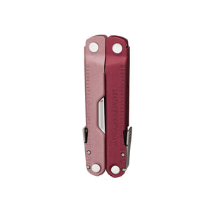 Translation missing: en.Heathered Cranberry Leatherman Rebar® multi-tool closed view, showcasing its durable design and functionality