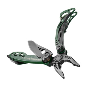 Translation missing: en.Leatherman Skeletool® CX multitool in OD Green with open pliers and partially extended knife blade
