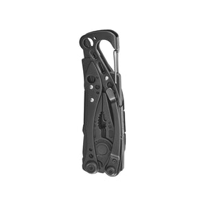 Translation missing: en.Folded Skeletool® CX multitool in Onyx with integrated carabiner and compact plier-based design