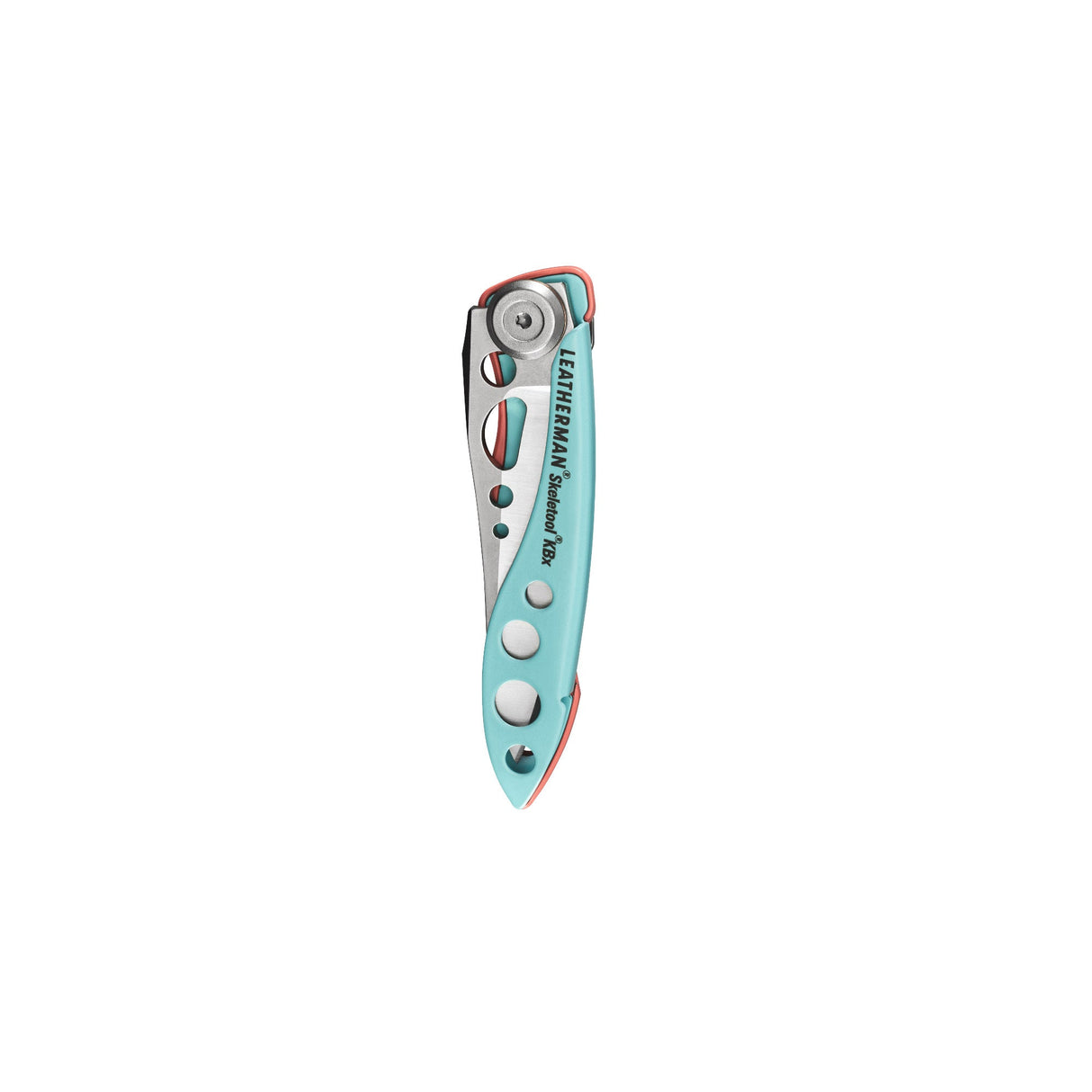 Translation missing: en.Folded Skeletool KBX pocket knife in Paradise color with cutout handle and visible blade pivot