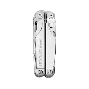 Translation missing: en.Stainless steel Leatherman Surge® multi-tool closed, showcasing its compact and durable style